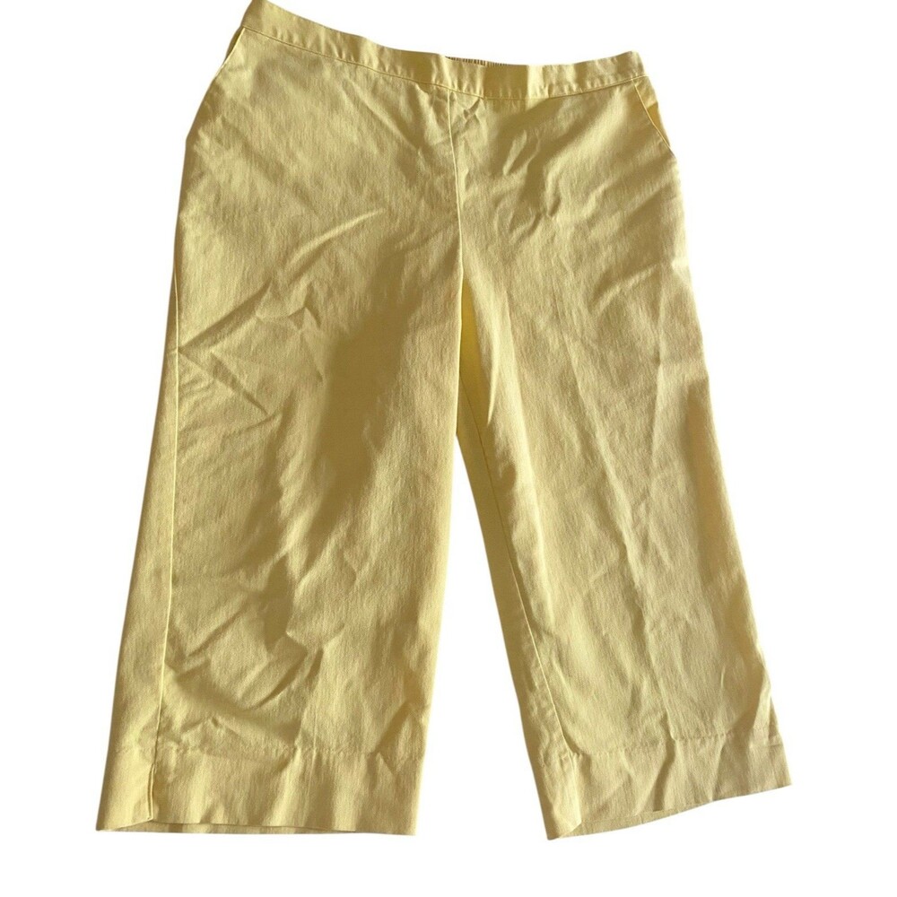 Alfred Dunner Capri Pants Womens 14P Yellow  Stretch Waist Pockets